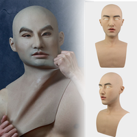 Réaliste Silicone chauve homme et femme visage capuche Halloween fête Simulation accessoires pour Film télévision Crossdress poitrine forme