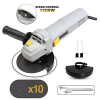 Meuleuse d'angle portable sans fil 1200W, mini-coupeuse puissante avec disque de meulage pour métal, bois et usage industriel