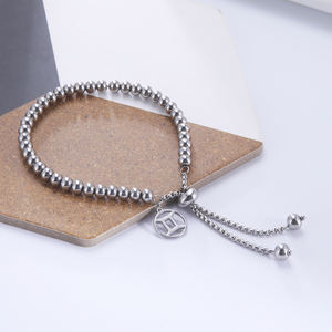 Myshape Zodiac Pendent Beads Chain Pulseras para Mujeres Niñas Pulsera <span class=keywords><strong>de</strong></span> acero inoxidable Aries Piscis Gemini Aquarius Taurus - Product Image 3