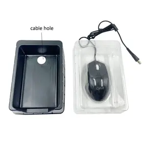 Black Transparent PVC Blister Tray for USB 2.0 Wired Optical Mouse Base and Cover Plastic Tray for Computer Flat Gaming Mouse