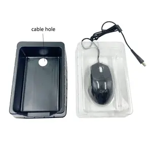 Bandeja de PVC transparente para ratón óptico con cable USB 2,0, Base y cubierta de plástico para ratón plano de Juegos de ordenador