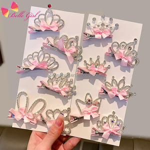 Prix bas BELLEWORLD usine accessoires de pinces à cheveux couronne pour bébés et enfants <span class=keywords><strong>diadème</strong></span> de princesse cristal rose avec nœud pour enfants - Product Image 1