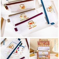 Nouveau Kappi Bala étui à papeterie sac de rangement de crayon Transparent grande capacité pochette à fermeture éclair en maille de Nylon pour étudiants sac à crayons en PVC