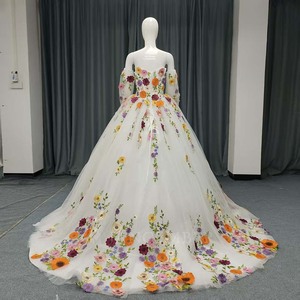 ANY247 Elegante Vestido de Novia con Escote Corazón, Apliques de Cuentas, Cintura Natural, Diseño Estampado hasta el Suelo - Product Image 4