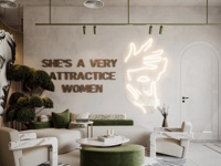 Service de design d'intérieur moderne pour salon de beauté, podium d'exposition sur mesure et aménagement de rayonnages commerciaux pour magasins