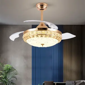 HOFZHI Model1268B giriş lüks modern kristal fan ile 42 inç altın tavan ışık