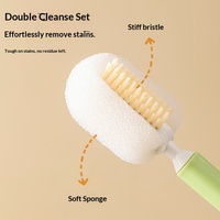 Brosse de nettoyage de cuisine japonaise 2-en-1 avec long manche en PP, conception détachable pour l'élimination des taches sur tasses, bouteilles et casseroles