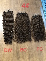 Extensions de cheveux humains brésiliens vierges au crochet, cheveux plume, tressage invisible à la machine, double trame, couleur permanente # 4 # 27 # 30 boucles