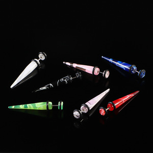 NUEVO Pendiente de acrílico con punta cónica, <span class=keywords><strong>ilusión</strong></span> de perforación, para hombre y mujer, colorido, aretes, joyería, regalos - Product Image 3