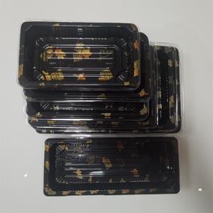Rectangle noir PET récipient de stockage des aliments boîte de plateau de Sushi à emporter pour chocolat bonbons gâteau Cookie Sandwich blister traité - Product Image 3