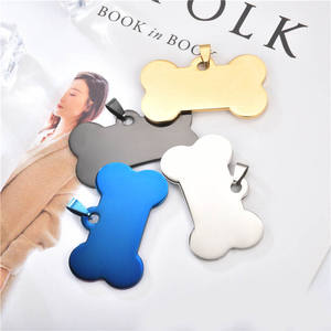 Médailles pour chien en acier inoxydable, étiquette d'identité vierges pour animal de compagnie, pendentif en métal brillant en forme d'os, vente en gros, usine - Product Image 3