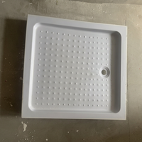 Twowinco Bac de douche blanc minimaliste pour projet de villa de luxe, bac de douche rectangulaire haut de gamme avec points antidérapants
