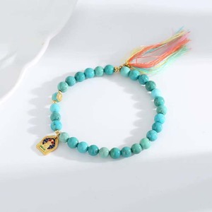 S925 Plata 18K Chapado en oro Cuentas de turquesa natural Elegante Versátil Clásico Pulsera de eslabones de cadena para mujer Brazalete de moda - Product Image 1