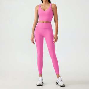 Conjuntos de Yoga Personalizables de Alta Calidad para Mujer, Moda 2025, Spandex/Nailon, Cintura Elástica Sólida, 2 Piezas, Secado Rápido, Sin Costuras - Product Image 5