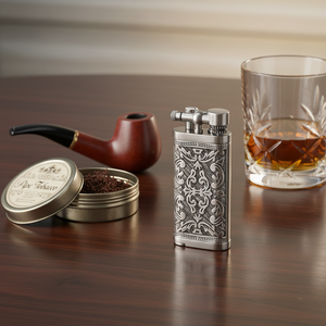Encendedor de Cigarrillos JIFENG JF-122 de Estilo Clásico Vintage, con Relieve Tangcao, de Aleación de Zinc, Llama Suave, con Caja de Regalo para Pipa - Product Image 1
