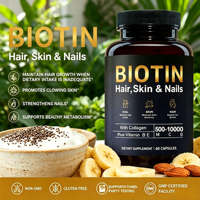 Capsules de biotine et de collagène directement de l'usine, testées par un tiers, couleur de coque de capsule personnalisée, bouchon de bouteille, marque privée, faible MOQ, vente en gros
