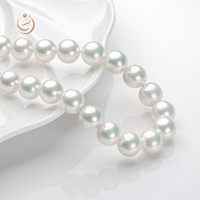 Collier de perles rondes de luxe AAA+ en perle d'Edison blanche de 18 pouces avec fermoir en or 18 carats