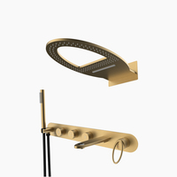 Nouveau design moderne, robinet de douche/baignoire en laiton à poignée unique, finition céramique, doré champagne, pour usage hôtelier, mitigeur à débit contrôlé
