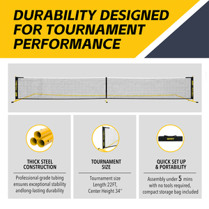 <span class=keywords><strong>4</strong></span> em <span class=keywords><strong>1</strong></span> Portable 22ft Outdoor Pickleball Net Set com <span class=keywords><strong>4</strong></span> Pickleballs ao ar livre <span class=keywords><strong>4</strong></span> pás de madeira e armazenamento Carry Bag para treinamento