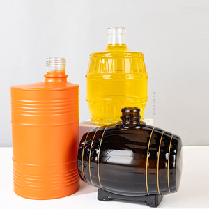 Botellas de Vidrio <span class=keywords><strong>Azul</strong></span> de 700 ml con Forma de Barril Personalizadas para Licores, Whisky, Vodka, <span class=keywords><strong>Tequila</strong></span>, Ginebra, Ron, con Tapón de Corcho de Madera - Product Image 2