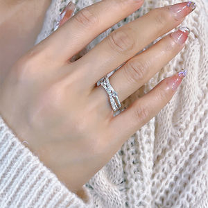 Wandering Interstellar Cold Wind New Ins Anillo de mujer S925 Anillo de lujo de plata con arreglo de diamantes - Product Image 4