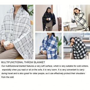 Plaid en flanelle chaud et doux à porter, idéal pour le canapé, l'hiver, le bureau, les voyages, le camping – Couverture épaisse et décontractée pour la sieste - Product Image 4