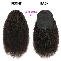 Vente en gros 12A brésilien Afro crépus bouclés queue de cheval pince à cheveux humains dans les extensions de cheveux queue de cheval avec cordon Extensions de cheveux humains
