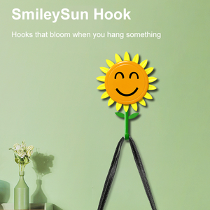 Bunga matahari lengket cangkir hisap kait plastik dinding dipasang tunggal ruang tamu dapur pintu bunga matahari kait - Product Image 1