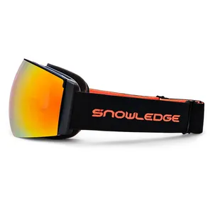 نظارات تزلج للثلج من نور متلونة بإطار أسود من البولي يوريثان الحراري وعدسات كروية خفيفة الوزن تسمح بتوفير رؤية واسعة