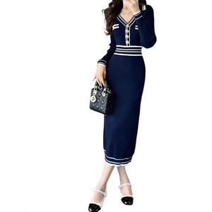 เดรสไหมพรมทรงเข้ารูป คอปกโปโล สายเดี่ยว สไตล์หรูหราสำหรับผู้หญิง คอ<span class=keywords><strong>ล</strong></span>เลคชั่นฤดูใบไม้ร่วง-ฤดูห<span class=keywords><strong>น</strong></span>าว ความยาวค<span class=keywords><strong>ล</strong></span>ุมเข่า ดีไซ<span class=keywords><strong>น</strong></span>์เก๋ไก๋ - Product Image 4