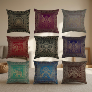 Housses de coussin de canapé à broderie indienne Banarsi en gros - Product Image 4