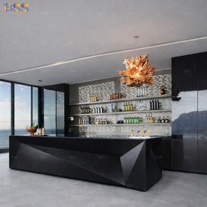 Barra de Bar Negra en Forma de L, Superficie Sólida Personalizada, Moderna y Elegante, para Salón de Personal, <span class=keywords><strong>Centro</strong></span> de Negocios, Sala de Exposiciones, Cafetería, Oficina, Sala de Descanso - Product Image 4