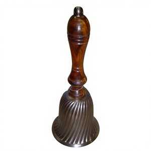 Campana de latón con acabado antiguo, Campana decorativa al por mayor, campanas de mano para vacaciones, bodas, eventos, Metal decorativo, empuñadura de madera de lujo - Product Image 1