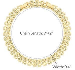Chaîne <span class=keywords><strong>de</strong></span> <span class=keywords><strong>cheville</strong></span> double maille cubaine plaquée <span class=keywords><strong>or</strong></span> 14K, style hip-hop, polyvalente pour la plage, chaîne à maillons larges - Product Image 1
