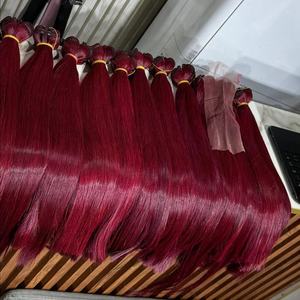 Parrucche con Chiusura in Pizzo Vietnamita, Capelli Colorati Senza Grovigli e Senza Caduta, Estensioni di Capelli Lisci Colorati a Prezzo all'Ingrosso - Product Image 3