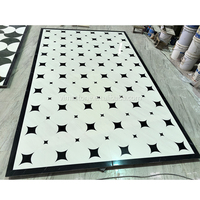 Mosaïque de marbre incrusté, motif de sol en marbre, mosaïque de marbre découpée au jet d'eau, médaillon mural en marbre pour projets de revêtements de sol de luxe pour hôtels et villas