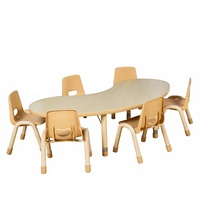 Ensembles de meubles pour enfants de maternelle en forme de demi-lune au design moderne, faible MOQ, table et chaise pour l'école et la salle de bain