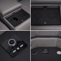 Canapé d'angle réglable avec appui-tête inclinable en cuir 3 + 2 + 1 avec console de salon fonctionnelle avec charge sans fil