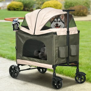 Carrito para Perros Grandes, 4 Ruedas, Plegable, con Giro de 360 Grados °   Carrito para Gatos y Cachorros con Ruedas Giratorias y Cesta de Almacenamiento - Product Image 3
