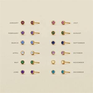 Orecchini a Perno Minimalisti con Cristallo Birthstone in Acciaio Inossidabile Dorato, Zircone Delicato, Gioielli Classici alla Moda per Donna, Idea Regalo - Product Image 5