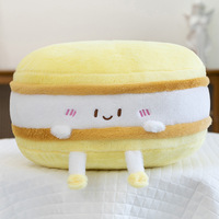 Coussin en peluche Macaron et Hamburger mignon, oreiller de dossier doux tissé pour la décoration intérieure