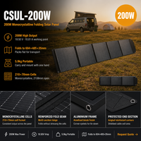 Panneau solaire pliable 200W 18V 10.81A, chargeur solaire léger et portable pour le camping et les voyages en plein air