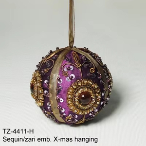 Beautiful Handmade Christmas Ball Ornament Colorful Hanging Decorative Xmas <b>Tree</b> Decoration with Embroidered Big Balls - Product Image 1