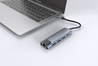 Gratis LOGO khusus Tipe C ke 1000M Kartu Lan dan 5Gbps USB 3.0 PD 100W dengan USB C ke 5 in 1 stasiun Dok adaptor dalam stok