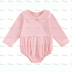 Pakaian bayi set bordir kosong, baju monyet bayi baru lahir lengan panjang kerah Pan katun 100% - Product Image 4