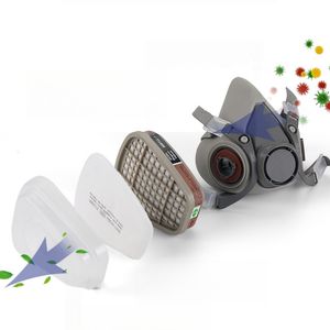 Masker <span class=keywords><strong>Respirator</strong></span> Setengah Wajah yang Dapat Bernapas, Dapat Digunakan Kembali, dan Dapat Dicuci dengan Perlindungan 3 Lapis untuk Debu Tekstil dan Gas - Product Image 6