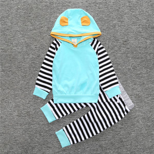 Conjunto de Ropa Unisex Transpirable de 2 Piezas, Sudadera con Capucha y Pantalones a Rayas 100% Algodón, Marca Ears, para Otoño - Product Image 3