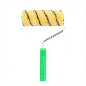 Brocha <span class=keywords><strong>de</strong></span> pintura profesional <span class=keywords><strong>de</strong></span> grado industrial al por mayor con cerdas <span class=keywords><strong>de</strong></span> espuma, rayas azules/amarillas, mango naranja, OEM disponible, China - Product Image 4