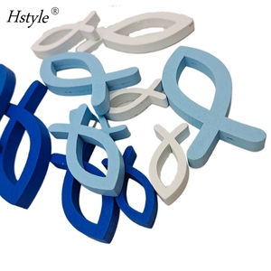 Conjunto de decoración de rascador de peces de madera, decoración de <span class=keywords><strong>mesa</strong></span> de <span class=keywords><strong>bautizo</strong></span>, comunión, 9 Uds., HS1119 - Product Image 3