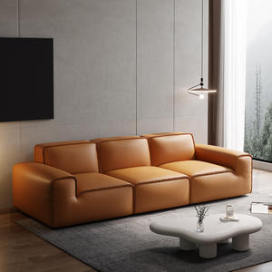 طقم نوم عصري من الجلد الطبيعي ، طقم ووسادة أريكة سوداء ، مقطعية من Furnitu Rereal Villa - Product Image 4